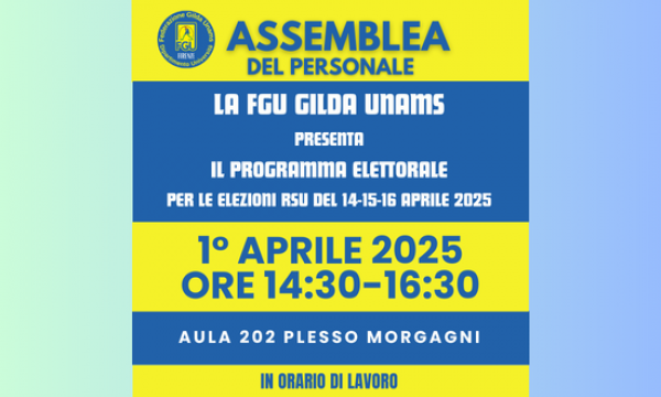 Assemblea sindacale del personale in orario di lavoro martedì 1 aprile 2025 ore 14:30-16:30